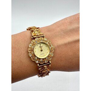 Vintage Ariel Angels/Cherub Watch Quartz Gold Tone And Rhinestones